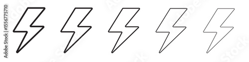 lightning bolt icon thin flat outline style vector sign