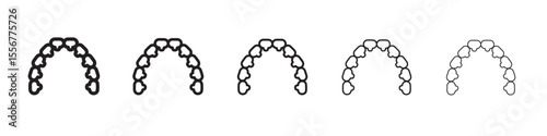 lingual braces icon thin flat outline style vector sign