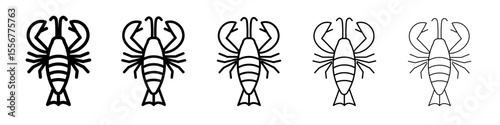 lobster icon thin flat outline style vector sign