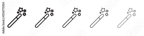 magic wand icon thin flat outline style vector sign