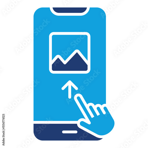 Upload Photo Flat Blue Icon