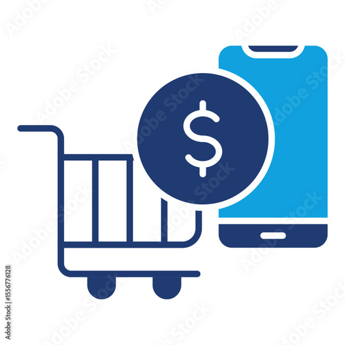 In-App Purchase Flat Blue Icon