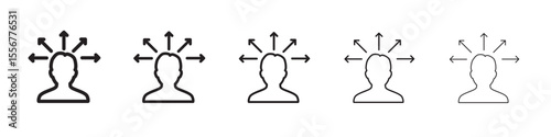 Mind awareness icon thin flat outline style vector sign