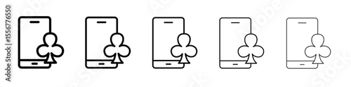 Mobile casino icon thin flat outline style vector sign
