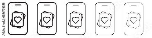 Mobile casino icon thin flat outline style vector sign