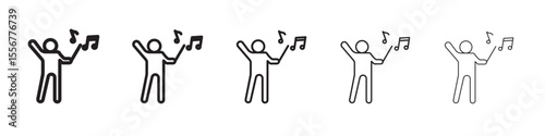 Music conductor icon thin flat outline style vector sign