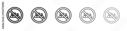 No gathering icon thin flat outline style vector sign