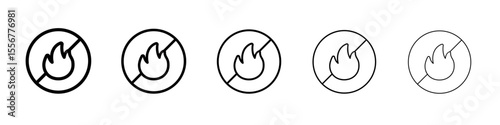 No fire icon thin flat outline style vector sign