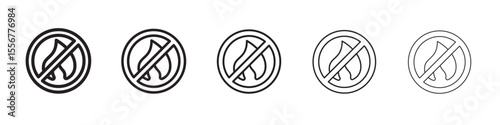 No fire icon thin flat outline style vector sign
