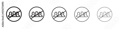 No gathering icon thin flat outline style vector sign
