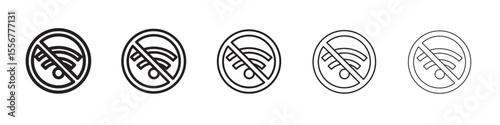 offline icon thin flat outline style vector sign