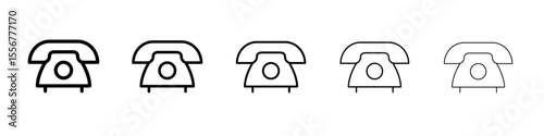 old phone icon thin flat outline style vector sign