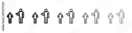 Parents scolding child icon thin flat outline style vector sign