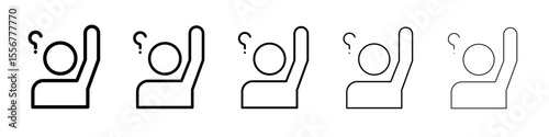 Person asking question icon thin flat outline style vector sign