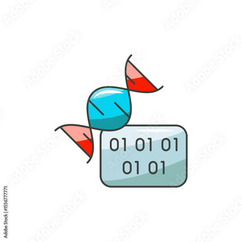 DNA Data AI Icon, Genetic Analysis Digital Helix Tech