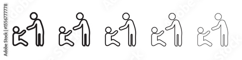 Person help someone icon thin flat outline style vector sign