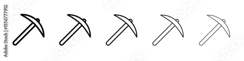pickaxe icon thin flat outline style vector sign