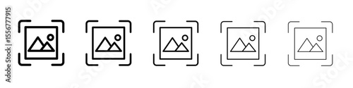 Picture snapshot icon thin flat outline style vector sign