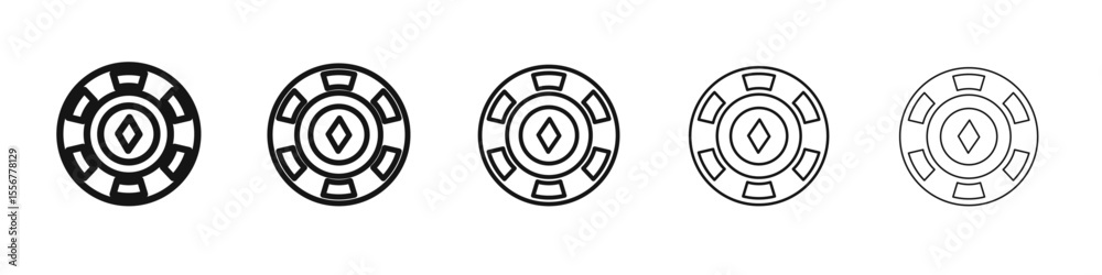Poker chip icon thin flat outline style vector sign Poker chip icon thin flat outline style vector sign