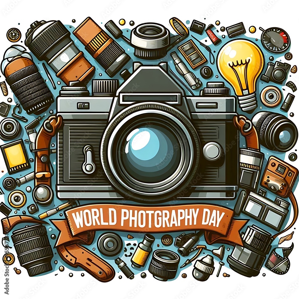 Fototapeta premium Vintage Camera with Photography Day. (10)