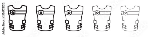 police vest thin flat outline style vector sign