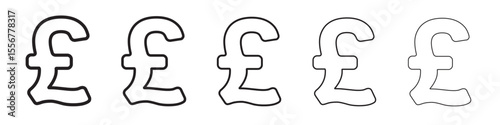 Pound icon thin flat outline style vector sign