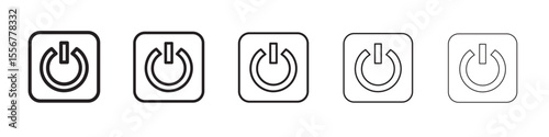 Power Activation Button icon thin flat outline style vector sign
