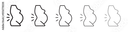 Pregnant woman backache icon thin flat outline style vector sign
