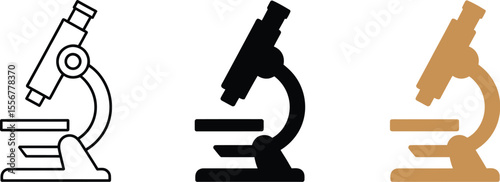 Microscope vector illustration set science equipment for laboratory research and medical analysis tool vector illustration