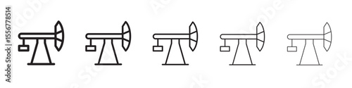pumpjack icon thin flat outline style vector sign
