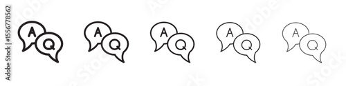 Questions and answers icon thin flat outline style vector sign