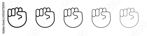 raised fists icon thin flat outline style vector sign