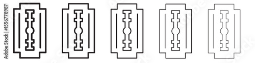 Razor blade icon thin flat outline style vector sign