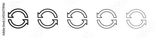 Refresh icon thin flat outline style vector sign
