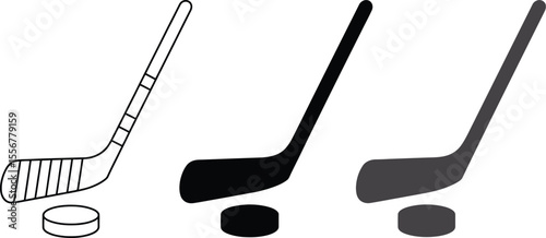 Hockey stick and puck vector illustration for ice hockey equipment and sport design element graphics vector illustration