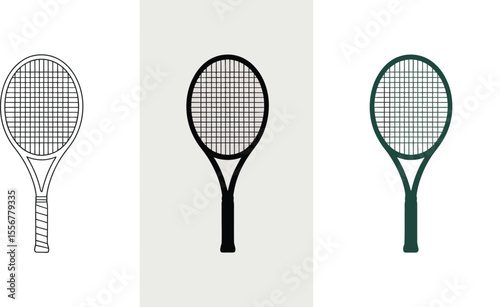 Tennis racket vector illustration set for sports equipment and game design elements and graphic assets vector illustration