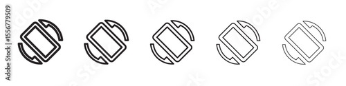 rotate phone icon thin flat outline style vector sign