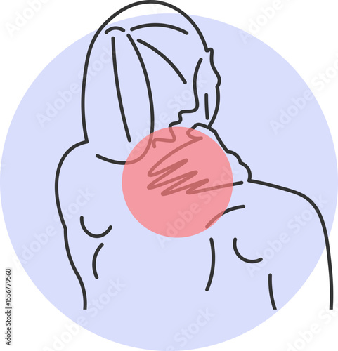Woman with severe back pain and red neck area