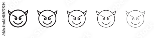 satan evil icon thin flat outline style vector sign