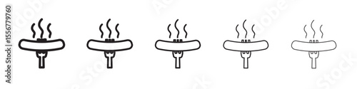 Sausage icon thin flat outline style vector sign