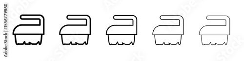 Scrubbing brush icon thin flat outline style vector sign