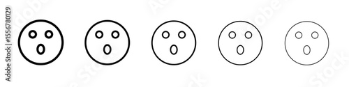 Shocked face icon thin flat outline style vector sign