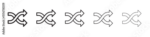 Shuffle icon thin flat outline style vector sign
