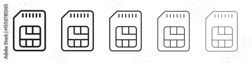 sim card icon thin flat outline style vector sign