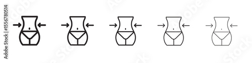 Slim, weight loss icon thin flat outline style vector sign