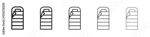 Sleeping bag icon thin flat outline style vector sign