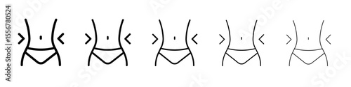 Slim, weight loss icon thin flat outline style vector sign