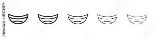 smile with teeth icon thin flat outline style vector sign