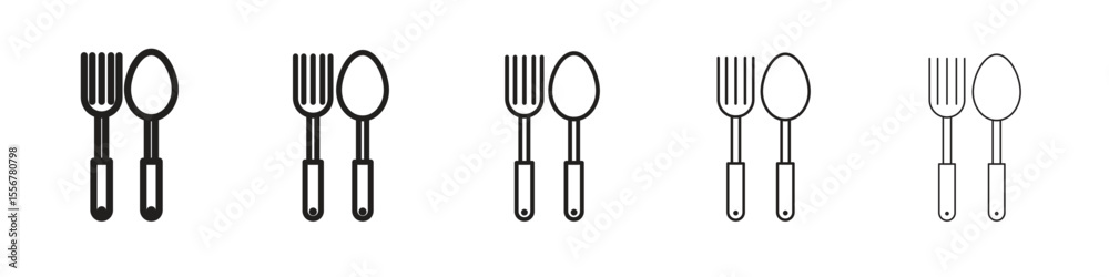 spoon and fork icon thin flat outline style vector sign spoon and fork icon thin flat outline style vector sign