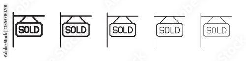 Sold icon thin flat outline style vector sign